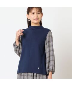 LOBJIE / ロブジェ カットソー | 【洗える・セットアップ可能】袖グレンチェックプルオーバー