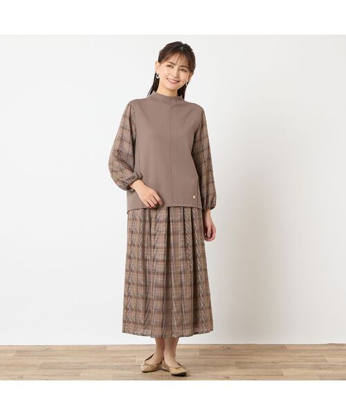 LOBJIE / ロブジェ カットソー | 【洗える・セットアップ可能】袖グレンチェックプルオーバー | 詳細8