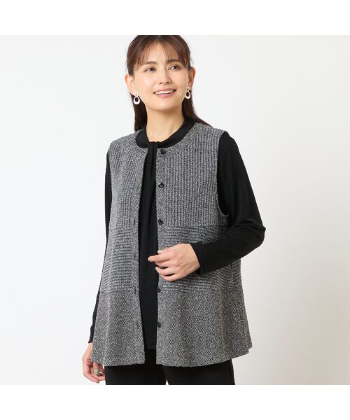 LOBJIE/ロブジェ ジャカードニットベスト ブラック L