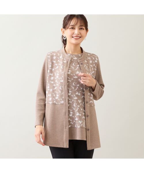 LOBJIE / ロブジェ ベスト | 【洗える・アンサンブル可能】花柄オパール加工ベスト | 詳細1