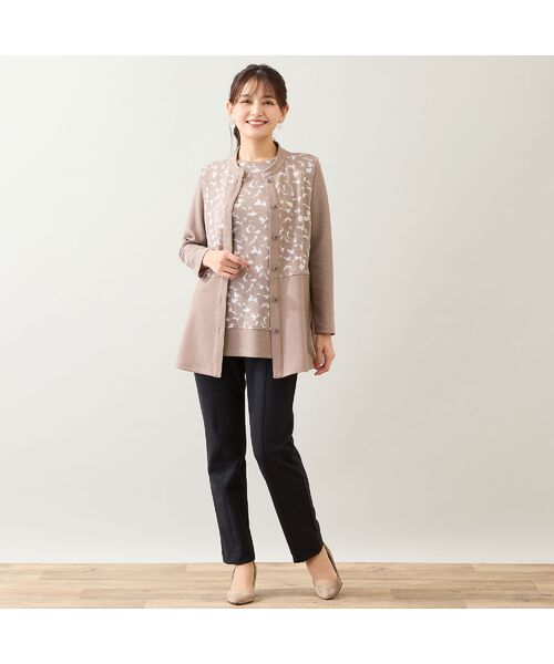 LOBJIE / ロブジェ ベスト | 【洗える・アンサンブル可能】花柄オパール加工ベスト | 詳細3