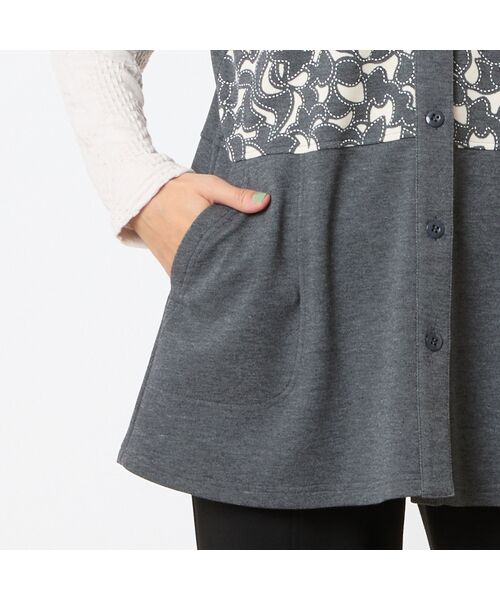 LOBJIE / ロブジェ ベスト | 【洗える・アンサンブル可能】花柄オパール加工ベスト | 詳細7