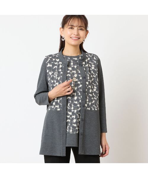 LOBJIE / ロブジェ ベスト | 【洗える・アンサンブル可能】花柄オパール加工ベスト | 詳細10