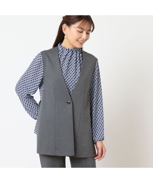 LOBJIE / ロブジェ ベスト | 【あったか素材・洗える・セットアップ可能】ワンボタンベスト | 詳細1