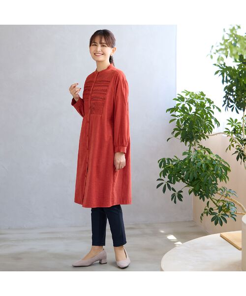 LOBJIE / ロブジェ ミニ丈・ひざ丈ワンピース | ピンタックシャツワンピース | 詳細14