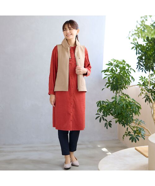 LOBJIE / ロブジェ ミニ丈・ひざ丈ワンピース | ピンタックシャツワンピース | 詳細15