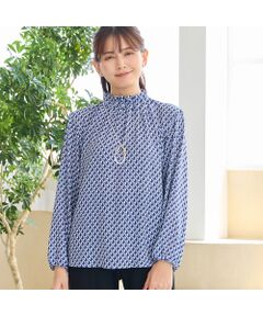 LOBJIE / ロブジェ シャツ・ブラウス | 【洗える・セットアップ可能】幾何柄ギャザーブラウス