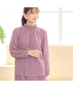 LOBJIE / ロブジェ シャツ・ブラウス | 【洗える・セットアップ可能】幾何柄ギャザーブラウス