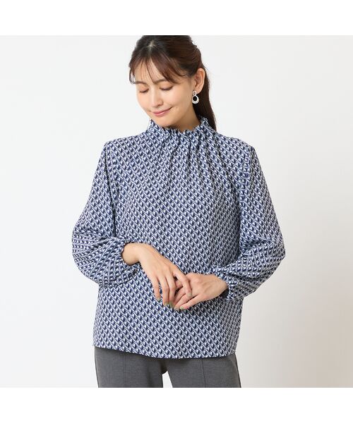 LOBJIE / ロブジェ シャツ・ブラウス | 【洗える・セットアップ可能】幾何柄ギャザーブラウス | 詳細1