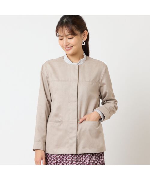 LOBJIE / ロブジェ ノーカラージャケット | フェイクスウェードジャケット | 詳細1