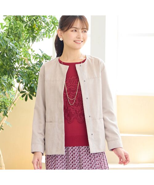 LOBJIE / ロブジェ ノーカラージャケット | フェイクスウェードジャケット | 詳細4