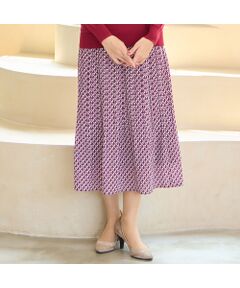 LOBJIE / ロブジェ ミニ・ひざ丈スカート | 【セットアップ可能】幾何柄プリーツスカート