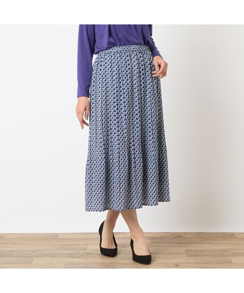 LOBJIE / ロブジェ ミニ・ひざ丈スカート | 【セットアップ可能】幾何柄プリーツスカート | 詳細1