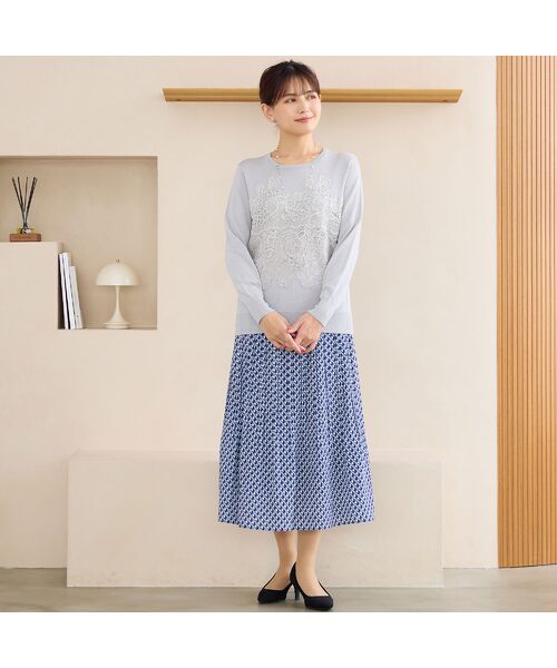 LOBJIE / ロブジェ ミニ・ひざ丈スカート | 【セットアップ可能】幾何柄プリーツスカート | 詳細6