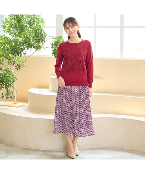 LOBJIE / ロブジェ ミニ・ひざ丈スカート | 【セットアップ可能】幾何柄プリーツスカート | 詳細13