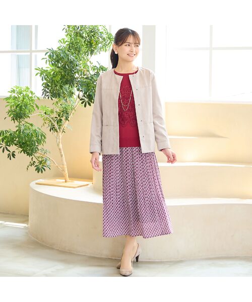 LOBJIE / ロブジェ ミニ・ひざ丈スカート | 【セットアップ可能】幾何柄プリーツスカート | 詳細18