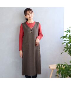 LOBJIE / ロブジェ ミニ丈・ひざ丈ワンピース | 【洗える】Vネックジャンパースカート