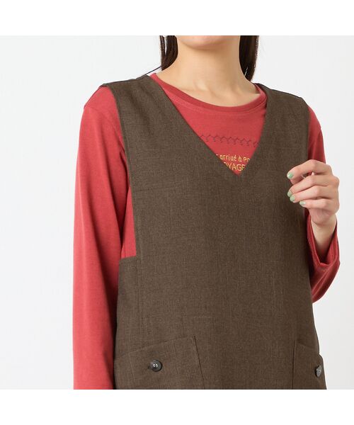 LOBJIE / ロブジェ ミニ丈・ひざ丈ワンピース | 【洗える】Vネックジャンパースカート | 詳細4