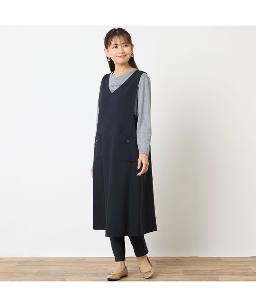 LOBJIE / ロブジェ ミニ丈・ひざ丈ワンピース | 【洗える】Vネックジャンパースカート | 詳細9