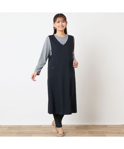 LOBJIE / ロブジェ ミニ丈・ひざ丈ワンピース | 【洗える】Vネックジャンパースカート | 詳細10