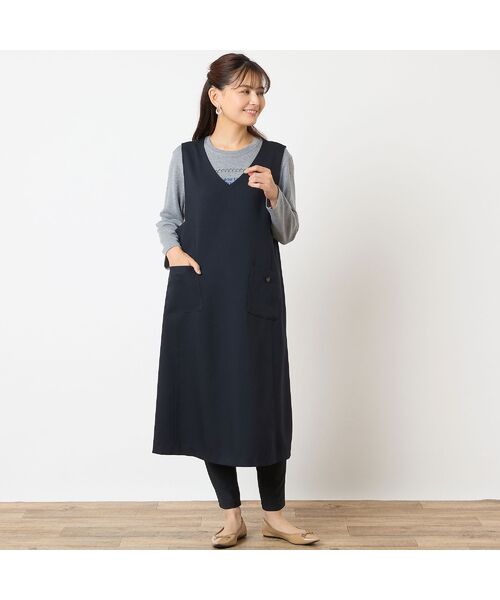 LOBJIE / ロブジェ ミニ丈・ひざ丈ワンピース | 【洗える】Vネックジャンパースカート | 詳細11