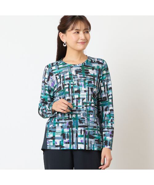 LOBJIE / ロブジェ カットソー | 【洗える・日本製】チェック柄カットソー(ブルー)