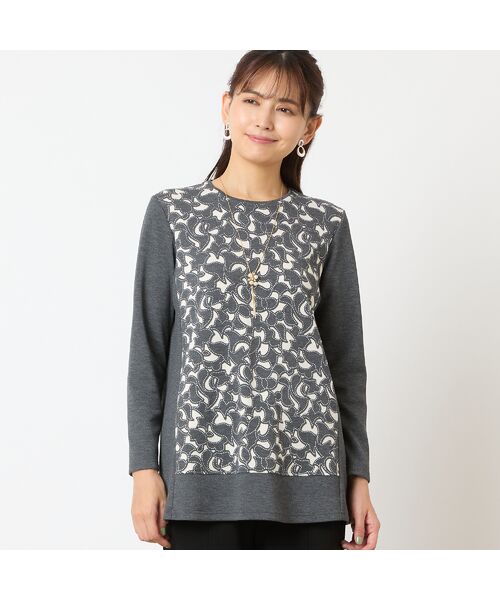 LOBJIE / ロブジェ カットソー | 【洗える・アンサンブル可能・日本製】花柄オパール加工カットソー | 詳細9