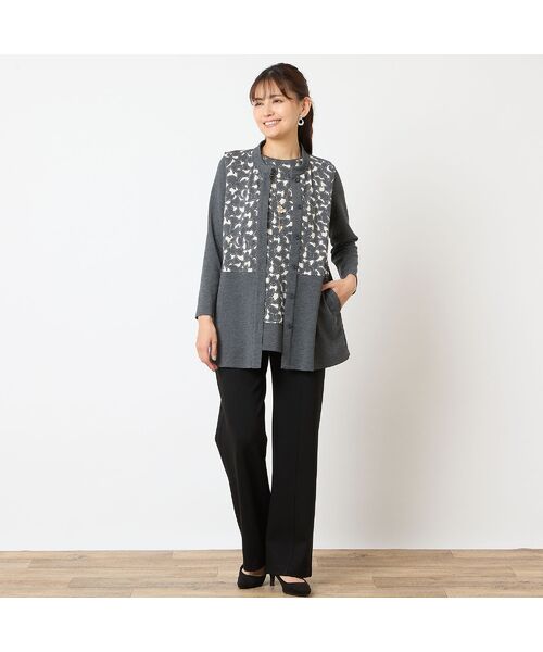 LOBJIE / ロブジェ カットソー | 【洗える・アンサンブル可能・日本製】花柄オパール加工カットソー | 詳細14