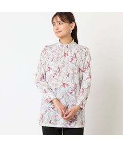 LOBJIE / ロブジェ カットソー | 【洗える・日本製】襟ピンタック 花柄チュニック