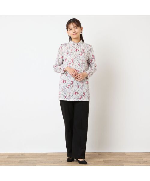 LOBJIE / ロブジェ カットソー | 【洗える・日本製】襟ピンタック 花柄チュニック | 詳細4