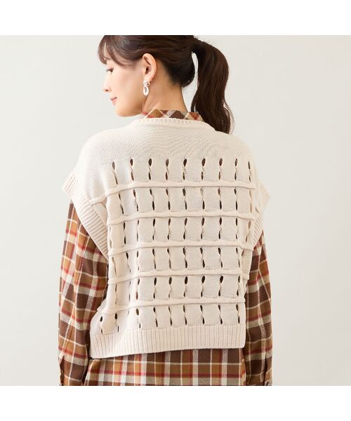 LOBJIE / ロブジェ ベスト | 【日本製】ウール混バルキーニットベスト | 詳細1