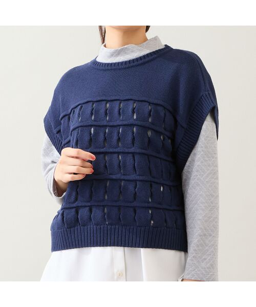 LOBJIE / ロブジェ ベスト | 【日本製】ウール混バルキーニットベスト | 詳細6