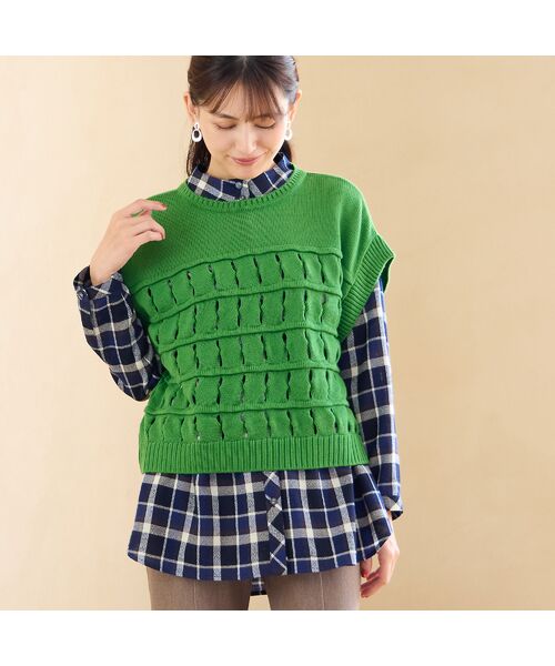 LOBJIE / ロブジェ ベスト | 【日本製】ウール混バルキーニットベスト | 詳細11