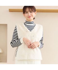 LOBJIE / ロブジェ ベスト | サイドベルトつき フェイクファーベスト