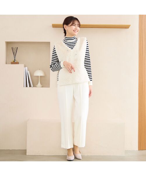 LOBJIE / ロブジェ ベスト | サイドベルトつき フェイクファーベスト | 詳細4