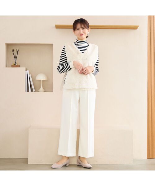 LOBJIE / ロブジェ ベスト | サイドベルトつき フェイクファーベスト | 詳細5