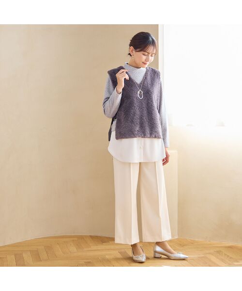 LOBJIE / ロブジェ ベスト | サイドベルトつき フェイクファーベスト | 詳細7