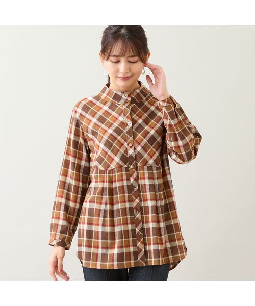 LOBJIE / ロブジェ シャツ・ブラウス | 【洗える】ウール混チェックシャツ | 詳細3
