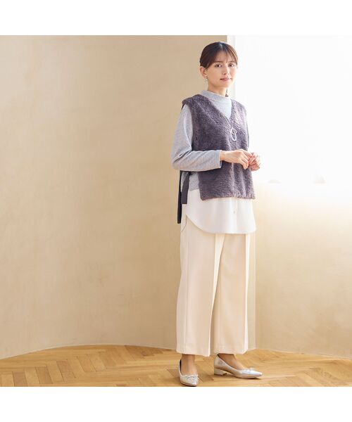 LOBJIE / ロブジェ その他パンツ | 【あったか素材・洗える・日本製】ピンタック入りワイドパンツ | 詳細5