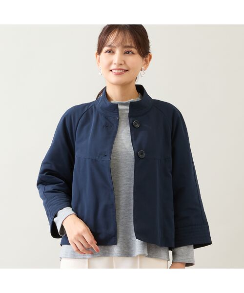 LOBJIE/ロブジェ 【キルティング裏地つき】Aラインジャケット ダークブルー F LOBJIE/ロブジェ 【キルティング裏地つき】Aラインジャケット ダークブルー F