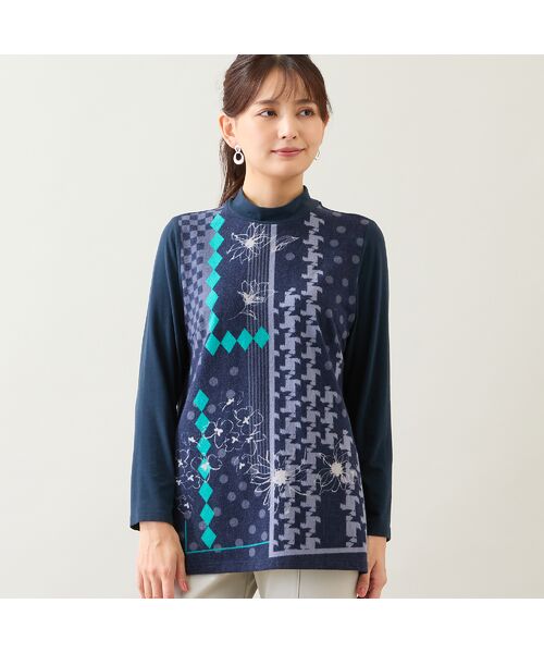 LOBJIE / ロブジェ カットソー | 【洗える・日本製】花幾何柄カットソー | 詳細1