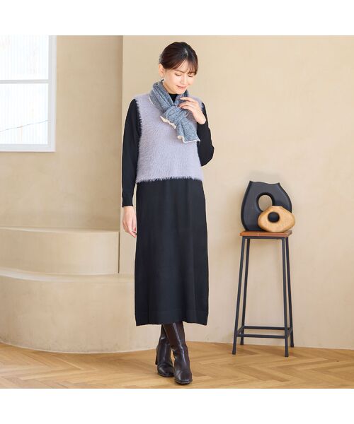 LOBJIE / ロブジェ マフラー・ショール・スヌード・ストール | 【洗える・リバーシブル】ニットマフラー | 詳細4