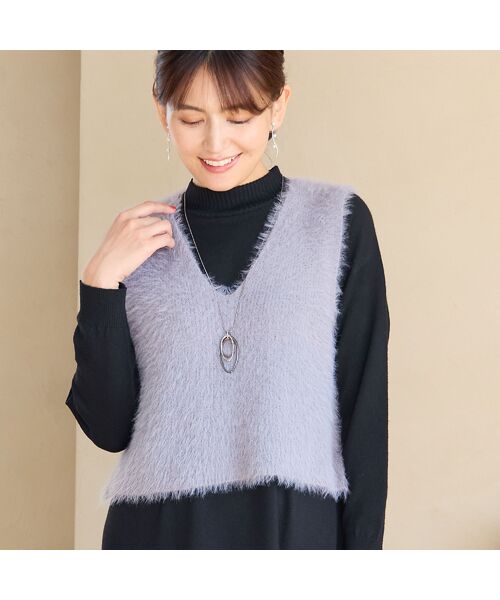 LOBJIE / ロブジェ ミニ丈・ひざ丈ワンピース | 【アンサンブルアイテム】ベストつきニットワンピース | 詳細3