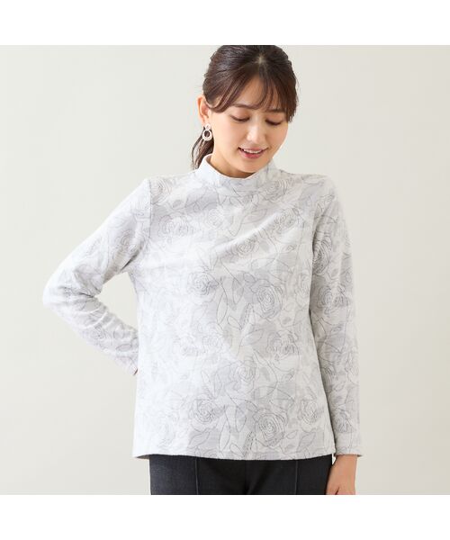 LOBJIE / ロブジェ カットソー | 【洗える・日本製】ローズ柄起毛ジャカードカットソー | 詳細1