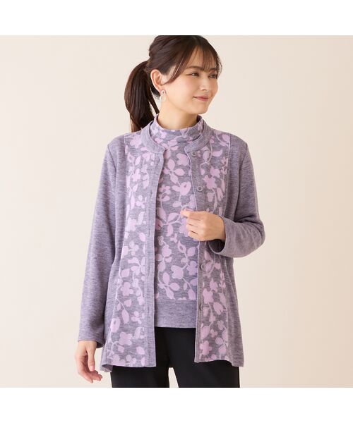 LOBJIE / ロブジェ カーディガン・ボレロ | 【洗える・アンサンブル可】フラワーオパールカーディガン（バイオレット）