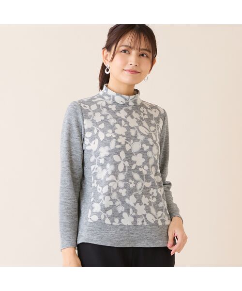 LOBJIE / ロブジェ カットソー | 【洗える・日本製・アンサンブル可】フラワーオパールカットソー（グレー）