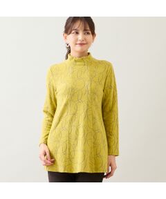 LOBJIE / ロブジェ カットソー | 【洗える・日本製】サークルジャカード起毛カットソー