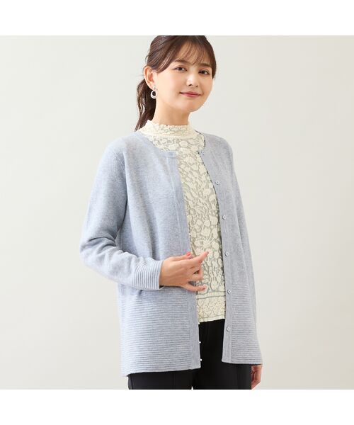 LOBJIE / ロブジェ カーディガン・ボレロ | パールモチーフつきニットカーディガン（グレー）