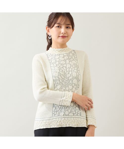 LOBJIE / ロブジェ ニット・セーター | 【日本製】ふくれジャカードセーター（ホワイト）