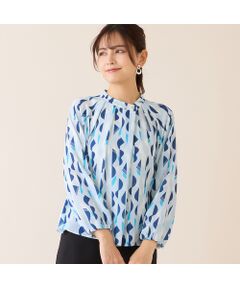 LOBJIE / ロブジェ シャツ・ブラウス | 【洗える・セットアップ可】幾何柄ギャザーブラウス